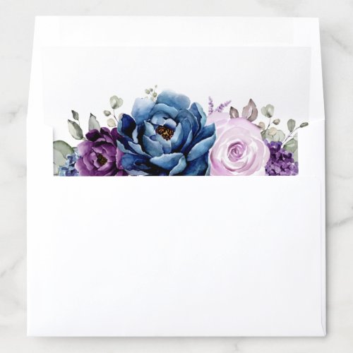 Dusty Blue Purple Navy Lilac Blooms Wedding Envelope Liner