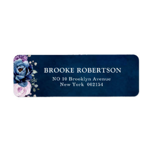 Dusty Blue Purple Navy Lilac Blooms Wedding Label