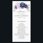 Dusty Blue Purple Navy Lilac Blooms Wedding Program<br><div class="desc">Elegant dusty blue Purple lilac lavender floral theme wedding program featuring elegant bouquet of dusty blue,  Navy,  purple,  lilac color rose flowers buds and sage green eucalyptus leaves. Please contact me for any help in customization or if you need any other product with this design.</div>