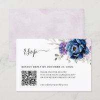 Dusty Blue Purple Navy Lilac Blooms  Wedding QR
