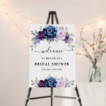 Dusty Blue Purple Navy Lilac Bridal Shower Welcome Foam Board<br><div class="desc">Elegant dusty blue Purple lilac lavender floral theme bridal shower welcome sign featuring elegant bouquet of dusty blue,  Navy,  purple,  lilac color rose flowers buds and sage green eucalyptus leaves. Please contact me for any help in customization or if you need any other product with this design.</div>
