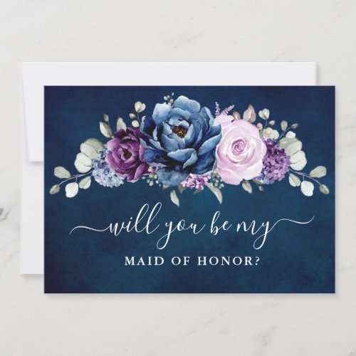 Dusty Blue Purple Will you be my Maid of Honor Inv Invitation