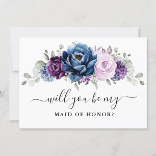 Dusty Blue Purple Will you be my Maid of Honor Invitation
