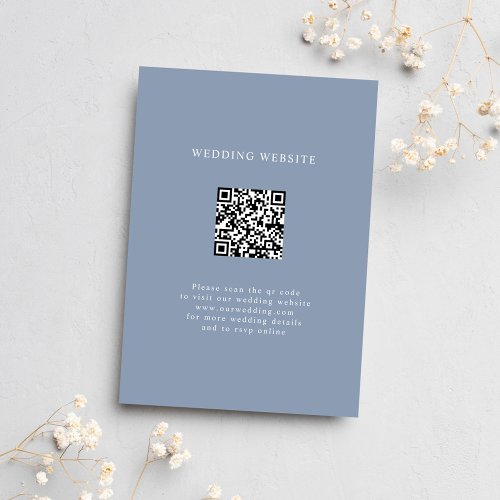 Dusty Blue QR Code Minimal Wedding Details Enclosure Card