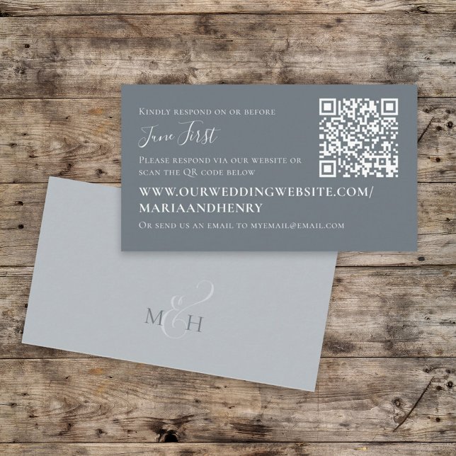 Dusty Blue QR Code RSVP Enclosure Card Wedding (Creator Uploaded)