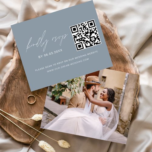 Dusty Blue QR Code RSVP Photo Wedding Website