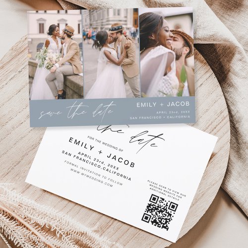 Dusty Blue QR Code Save the Date _ 3 Photo