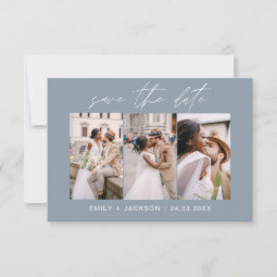 Dusty Blue QR Code Save the Date Modern 3 Photo | Zazzle