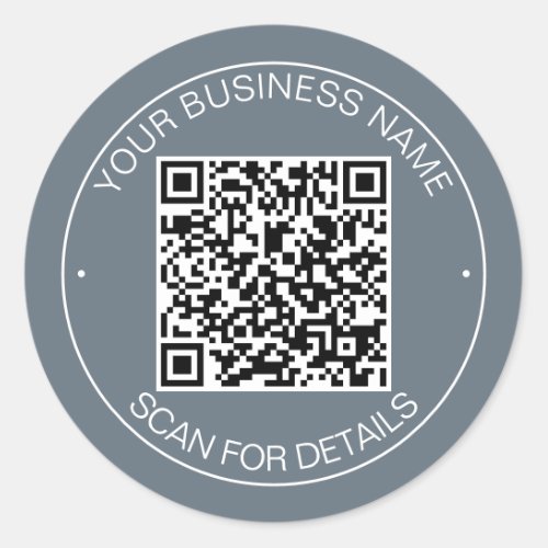 Dusty Blue QR Code Smart Contact Classic Round Sticker