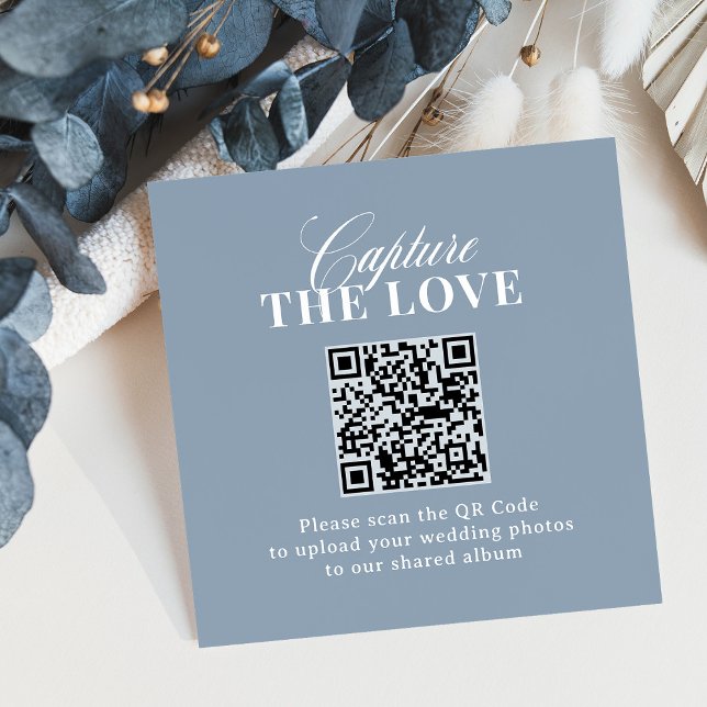 Dusty Blue | QR Code Wedding Capture the Love Enclosure Card (Creator Uploaded)