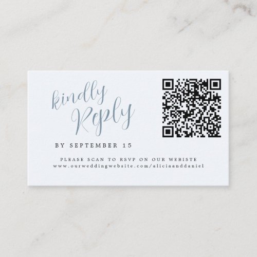 Dusty blue QR code wedding website online RSVP Enclosure Card