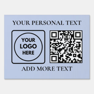 Dusty Blue QR Promo Sign for Business