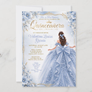 Dusty Blue Quinceañera Princess Dress Invitation