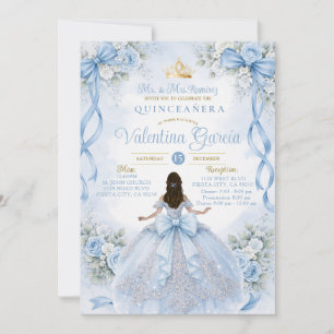 Dusty Blue Quinceañera with Bow Invitation