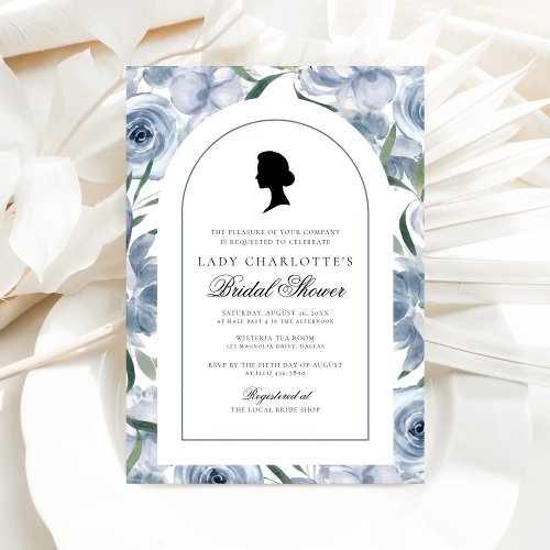 Dusty Blue Regency Elegant Bridal Shower Invitation