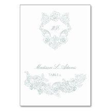 Dusty Blue Regency Foldable Name Place Card