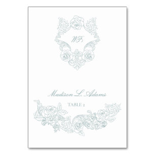 Dusty Blue Regency Foldable Name Place Card