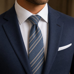 Dusty Blue Regency Stripe Neck Tie