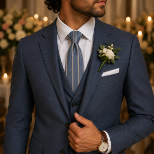 Dusty Blue Regency Stripe Neck Tie