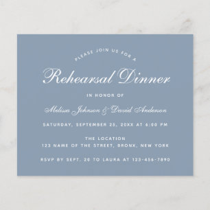 Dusty Blue Rehearsal Dinner Budget Invitation