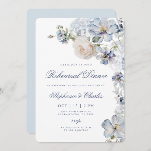 Dusty Blue Rehearsal Dinner Invitation