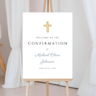 Dusty Blue Religious Boy Confirmation Welcome Foam Board
