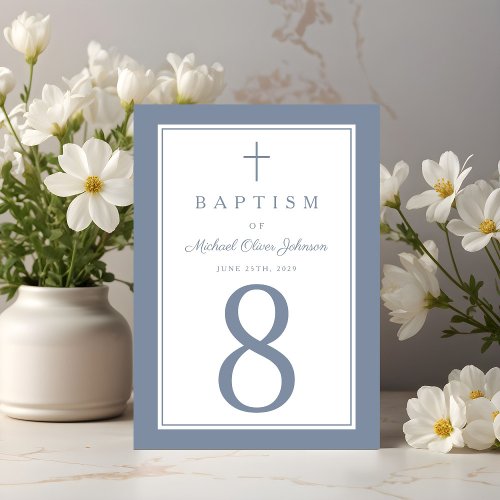 Dusty Blue Religious Cross Boy Baptism