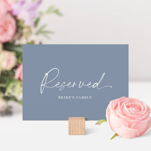 Dusty Blue Reserved Wedding Table Card