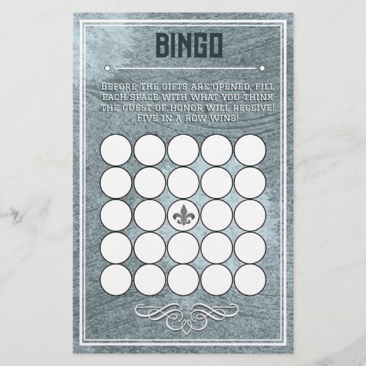 Dusty Blue Retro Art Deco Style Baby Shower Bingo (Front)