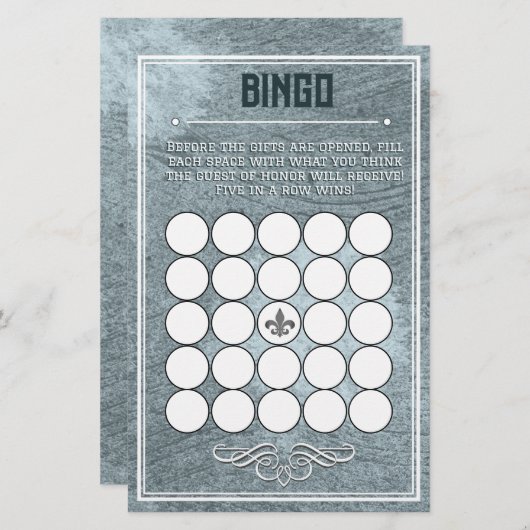 Dusty Blue Retro Art Deco Style Baby Shower Bingo (Front/Back)