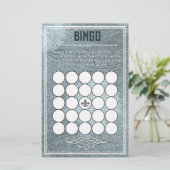 Dusty Blue Retro Art Deco Style Baby Shower Bingo (Standing Front)