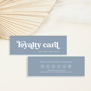 Dusty Blue Retro Boho Typography Loyalty Card