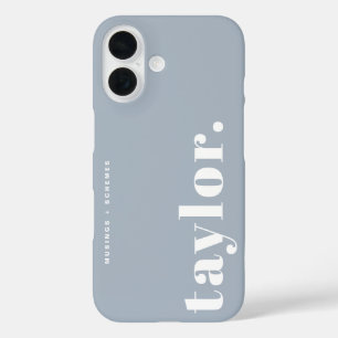 Dusty Blue Retro Typography Personalized iPhone 16 Case