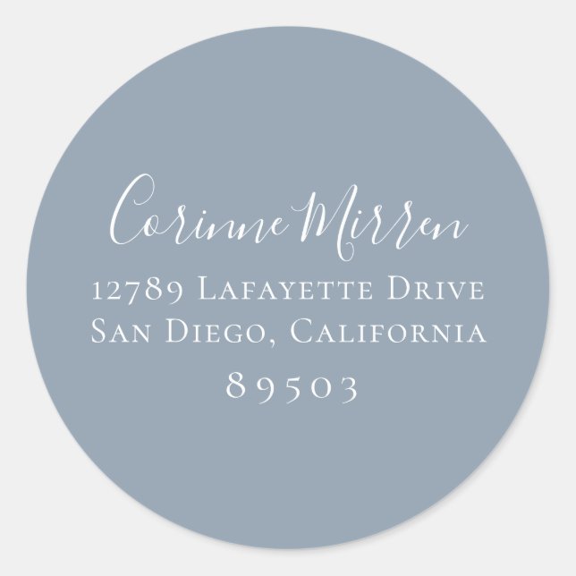 Dusty Blue Return Address Sticker (Front)
