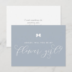 Dusty Blue Ribbon Bow Will You Be My Flower Girl Postcard