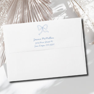 Dusty Blue Ribbon Coquette Bow Return Address Envelope