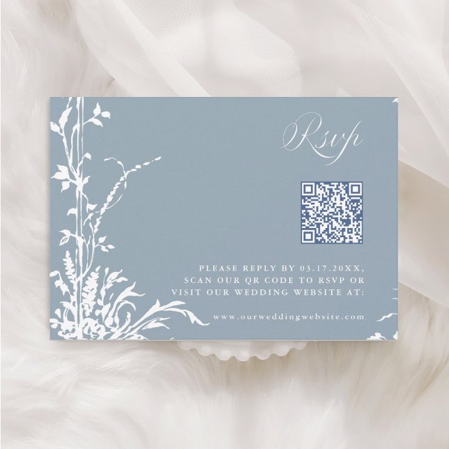 Dusty Blue Romantic Botanical Arch Garden Wedding RSVP Card (Creator Uploaded)