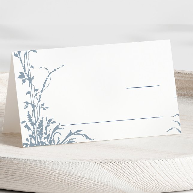 Dusty Blue Romantic Botanical Garden Wedding Place Card (Creator Uploaded)