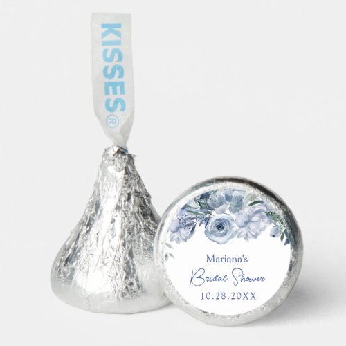 Dusty Blue Romantic Floral Bridal Shower Hersheys Kisses