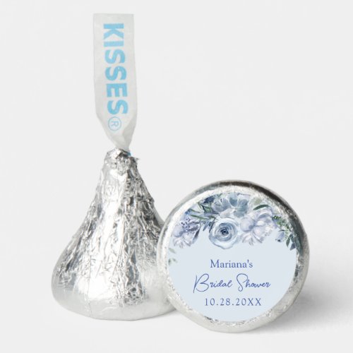 Dusty Blue Romantic Floral Bridal Shower Hersheys Kisses