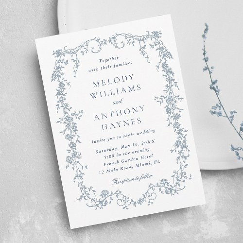 Dusty Blue Romantic French Floral Wedding 