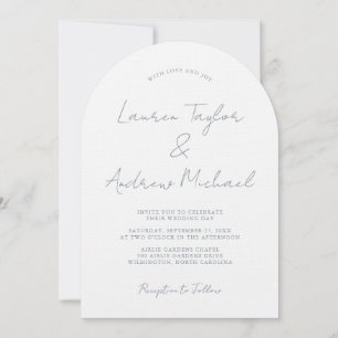 Dusty Blue Romantic Modern Arch Wedding Invitation