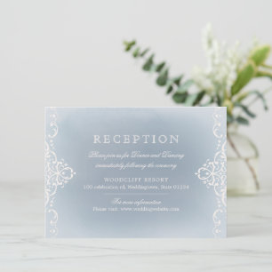 Dusty blue romantic vintage wedding reception invitation