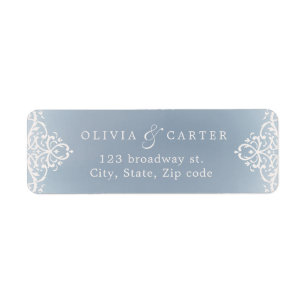 Dusty blue romantic vintage wedding return address label