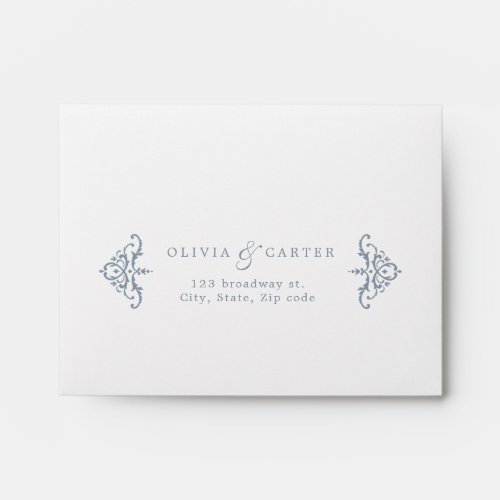 Dusty blue romantic vintage wedding RSVP Envelope