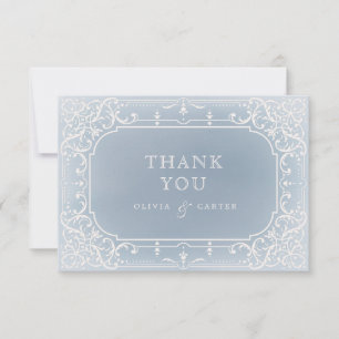 Dusty blue romantic vintage wedding thank you