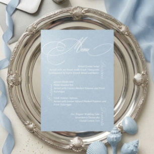 Dusty Blue Romantic Wedding Menu Card