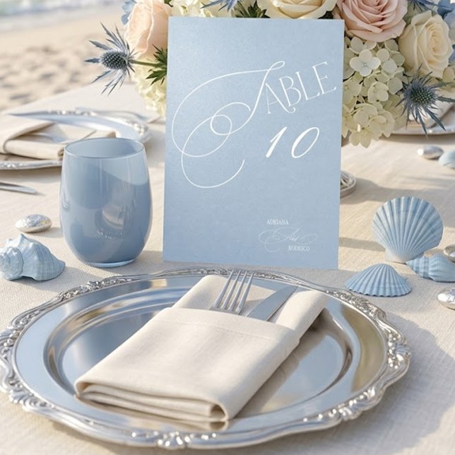 Dusty Blue Romantic Wedding Table Number (Creator Uploaded)