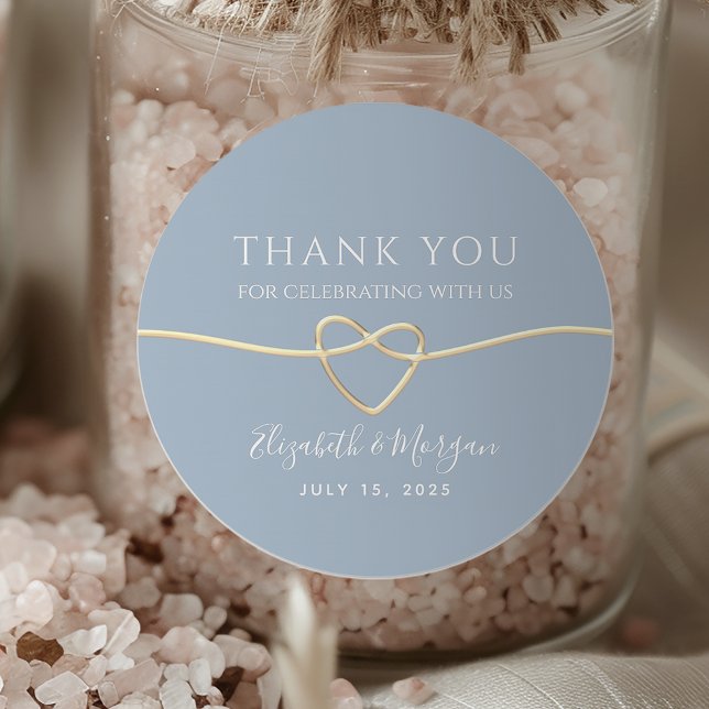 Dusty Blue Rope Heart Wedding Favor Sticker (Creator Uploaded)