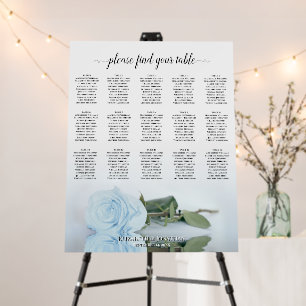 Dusty Blue Rose 15 Table Wedding Seating Chart Foam Board